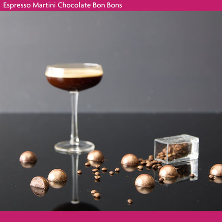 Espresso Martini Chocolate Bon Bons made with dark chocolate and a espresso liquor coffee ganache.